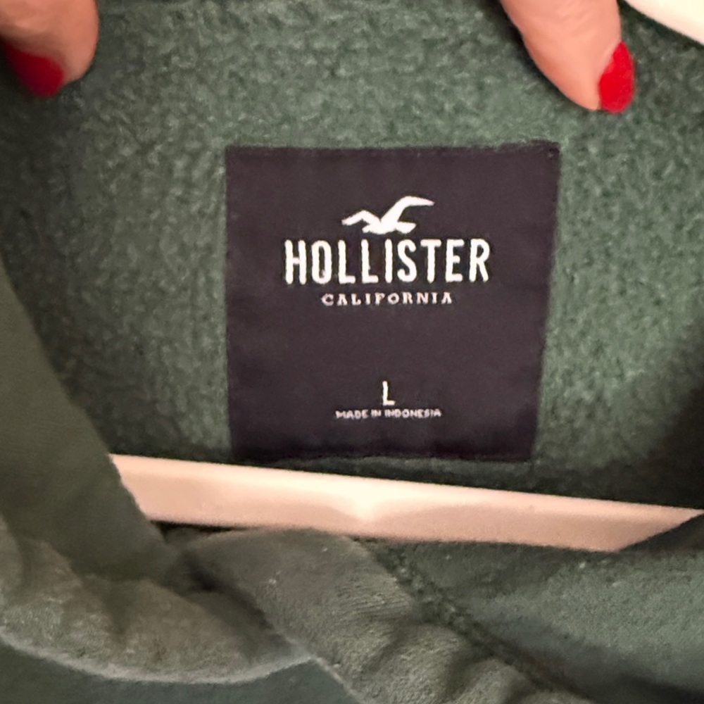 Hollister Men's Classic Logo Pocket Hoodie Sweatshirt - Green - Large - Picture 4 of 7
